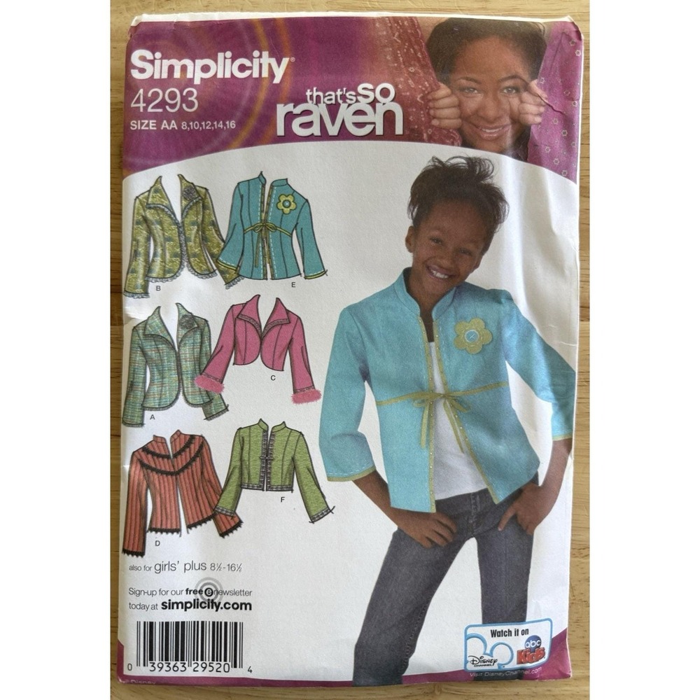 Simplicity Pattern 4293 That's‎ So Raven Jacket Girls Plus Sz AA 8-16 UNCUT FF